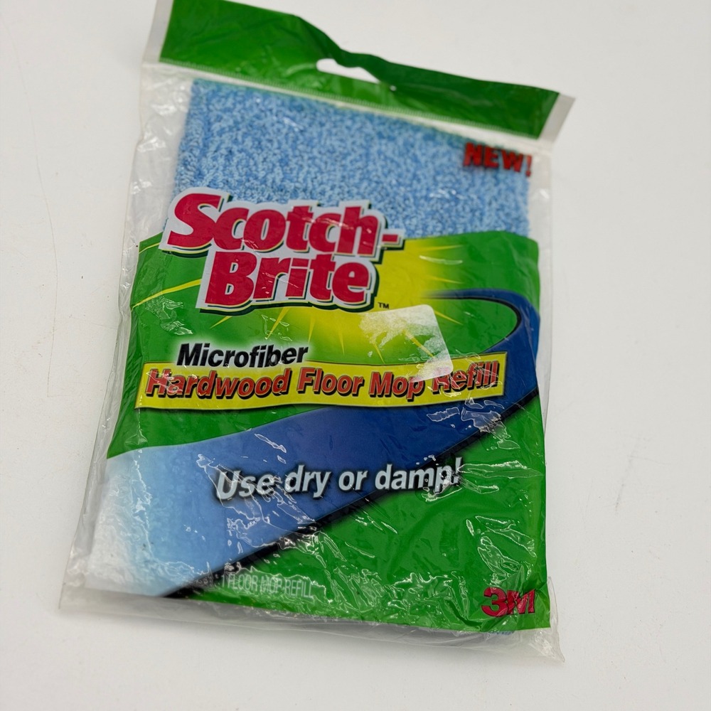 Scotch-Brite Microfiber Hardwood Floor Mop Refill Blue 3M M-005-R NOS
